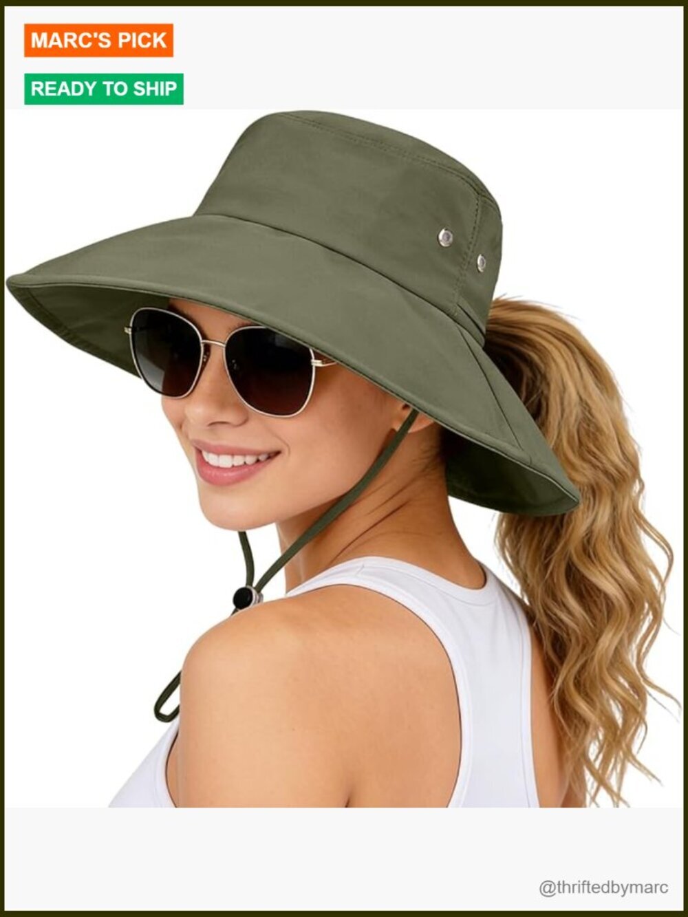 UPF 50 Sun Hat Ponytail Friendly Packable Bucket Hat Fishing Beach Gardening